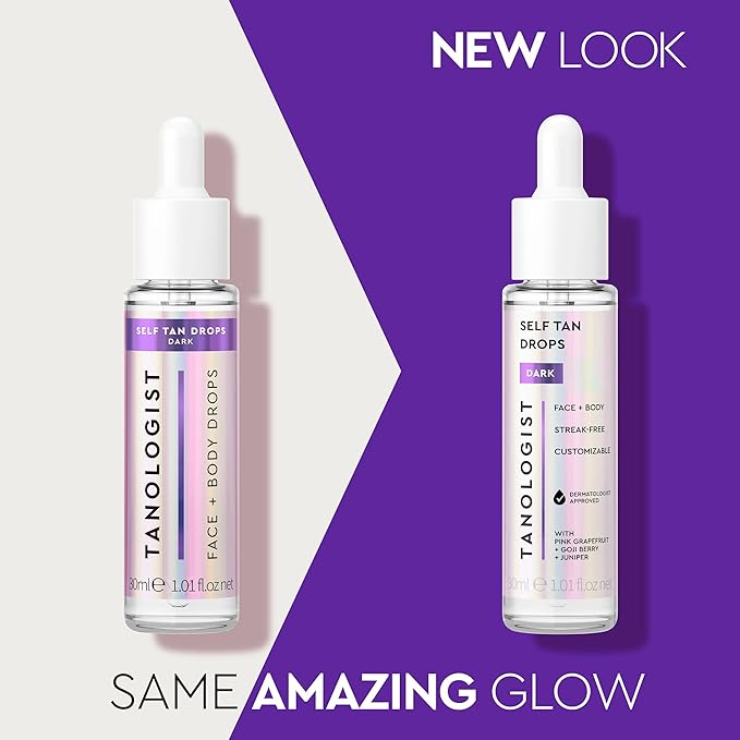 Tanologist Dark Self Tan Drops, Streak-Free Body & Face Tanning Drops, No Fake Tan Smell, For Moisturizer & Lotion, Bronzing Face Tanner, Skincare Ingredients, Vegan, 1.01 fl. oz/30 ml Bottle