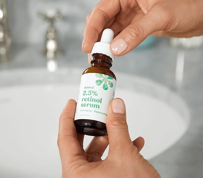 ASUTRA 2.5% Retinol Serum, 1 fl oz (Pack of 2) - Hyaluronic Acid, Vitamin E, Wheat Germ, Aloe, & Jojoba Oil, Plumping Face Serum