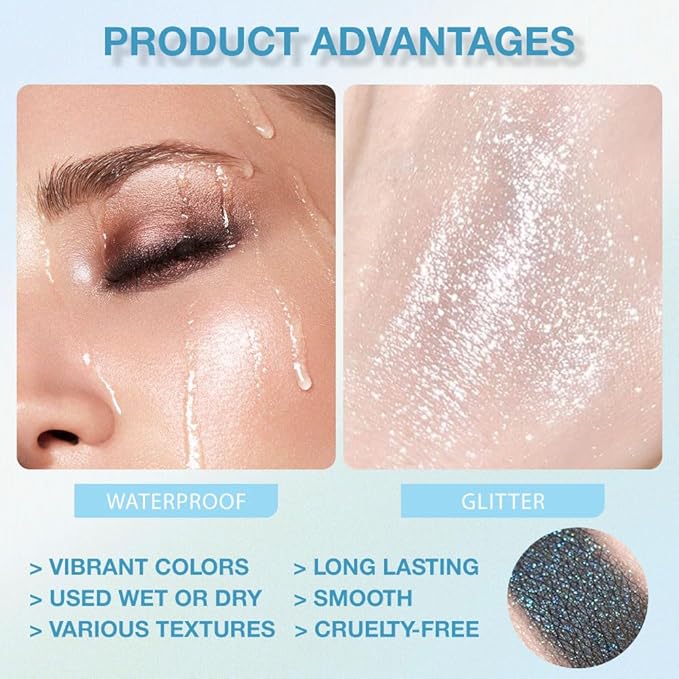 Matte Blue Shimmer Eye Shadow Palette Makeup,Eyeshadow Long Lasting Waterproof Cruelty-Free, 9 Blendable Shades in Smooth Matte and Shimmer Finishes with Gorgeous Pearls for Woman