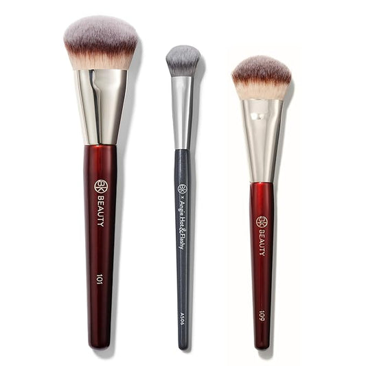 BK Beauty Brushes Set - A506, 109 & 101 Concealer, Contoured Foundation, and Mini Foundation Brushes - Essential Makeup Brush Trio for Flawless Application
