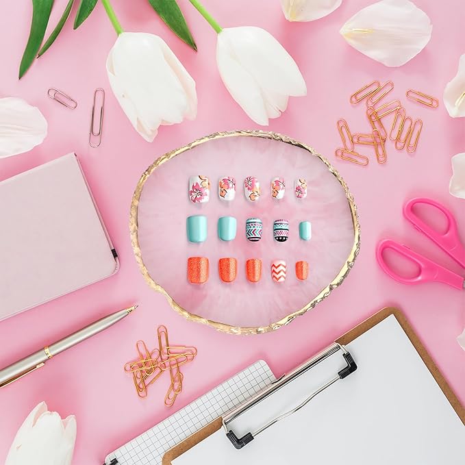 Ouligay Resin Nail Art Palette Makeup Mixing Palette Gold Edge Nail Art Tool Gel Design Nail Art Makeup Mixing Tray DIY (Pink)