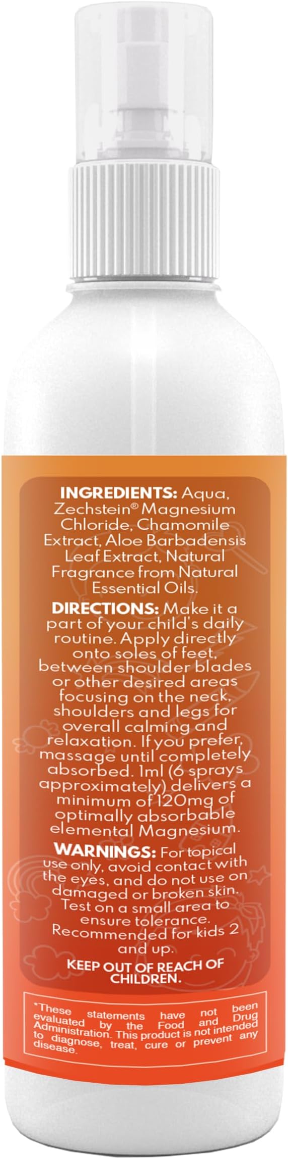 VAL Kids Magnesium Oil Spray – Natural Bedtime Calm & Mood Support | Zechstein Magnesium, Chamomile & Aloe | No Itch | Fast-Absorbing | Made in USA | 4oz