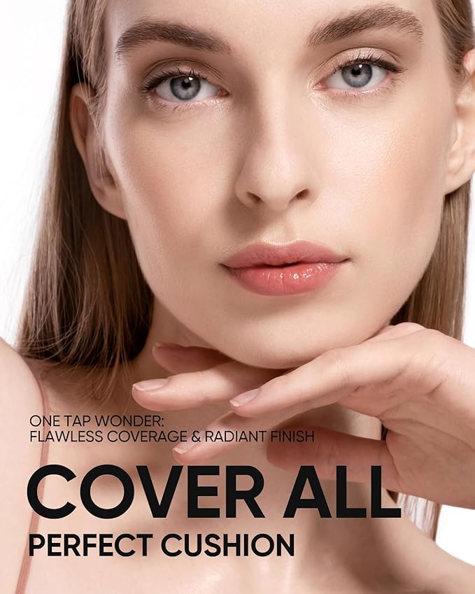 Full Coverage Cushion Foundation, Weightless, Skin Fit, Satin Glow Finish, Oil-Control Waterproof Foundation, Sweatproof Flawless BB Cream CC Korean Makeup,Tattoo Cover Up, Buildable(#13W Cream)