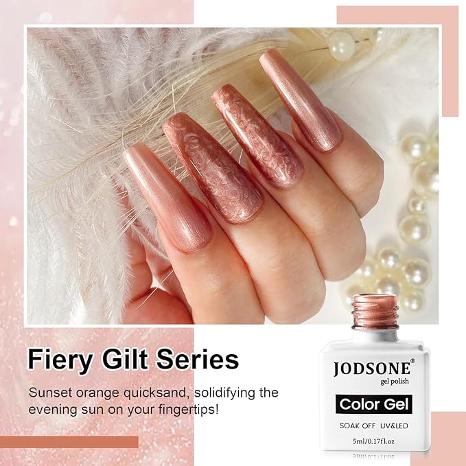 JODSONE 10 Color Gel Nail Polish Set with Base Coat and Top Coat Great DIY Salon Home Gift