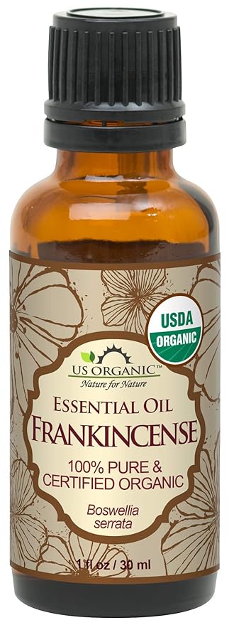 US Organic 100% Pure Frankincense Essential Oil, USDA Certified Organic, Steam Distilled, Boswellia serrata, Sourced from India, Topically or in Diffuser, Perfect for Aging Skin (30 ml)