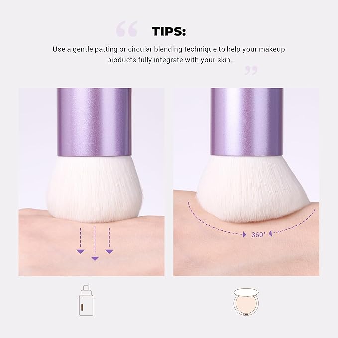 Jessup Professional Foundation Brush for Liquid, Cream and Powder, Large Dense Face Makeup Brush for Natural Flawless Finish, Luxury Purple AS004