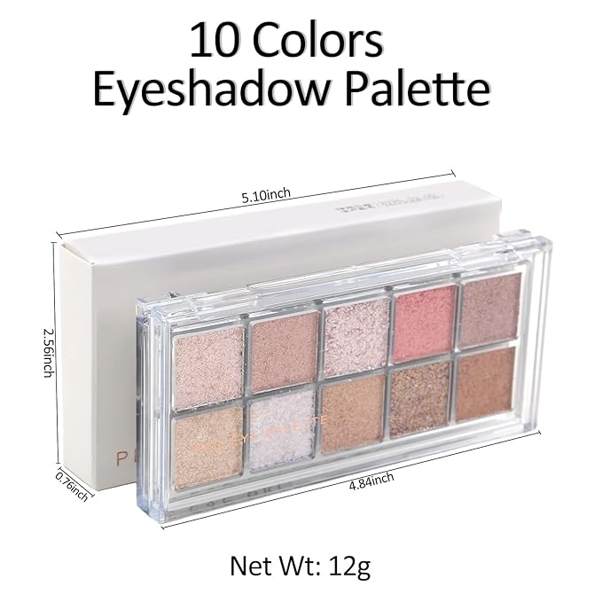 Erinde 10 Color Eyeshadow Palette Makeup - Matte Shimmer Glitter Eye Shadow, Ultra-Blendable, High Pigmented, Naturing-Looking, Neutral Nude Eyeshadow Palette with Professional Brush, Starlight Gems