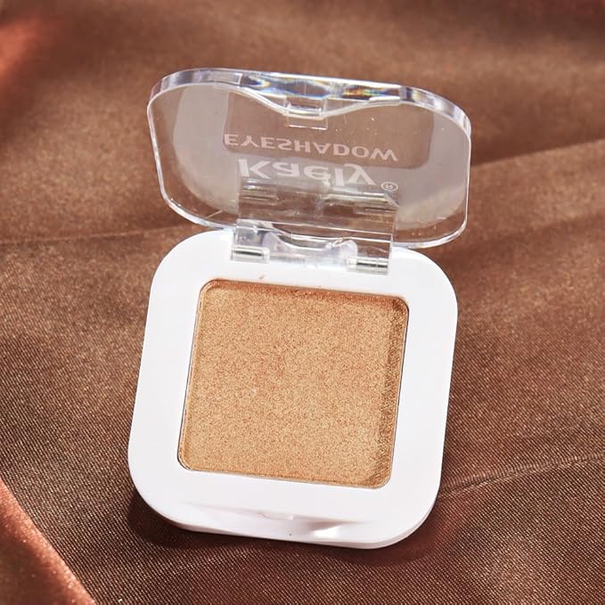 Glitter Single Eye Shadow Palette Makeup, Golden Sparkle Shimmer Monochrome Eyeshadow For Old Women, Mini Pressed Pigmented Waterproof Sombras Para Ojos,Vegan, Talc, Paraben&Cruelty Free, 06