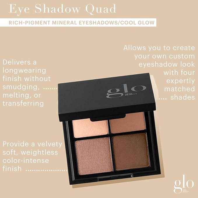 Glo Skin Beauty Eye Shadow Quad | Expertly Matched Shades for A Custom Eye Statement, (Cool Glow)