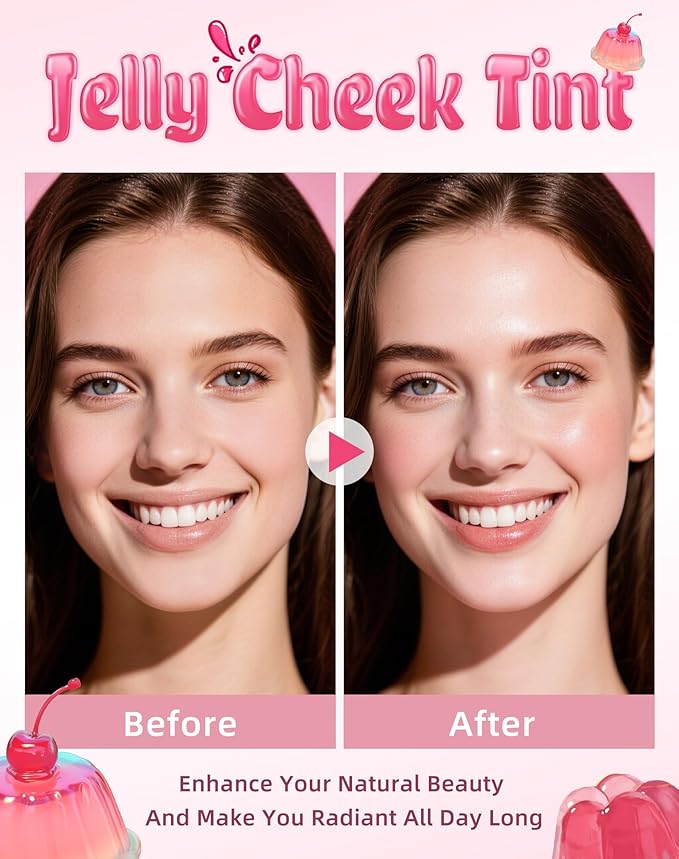 KIMUSE Jelly Cheek & Lip Tint, Watercolor Blush, Multi-Use Makeup, Tint for Cheeks, Lips & Eyes, Lightweight, Sheer & Buildable Color, Vegan Formula, Cruelty-Free