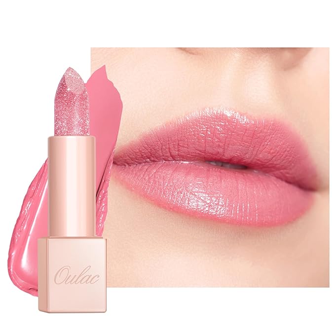 Oulac Infinity Moisture Shine Lipstick - High Shine Shimmery Finish, Super Creamy Texture, Medium to High Coverage - Gluten Free, PG10 Pink Moon