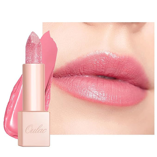 Oulac Infinity Moisture Shine Lipstick - High Shine Shimmery Finish, Super Creamy Texture, Medium to High Coverage - Gluten Free, PG10 Pink Moon
