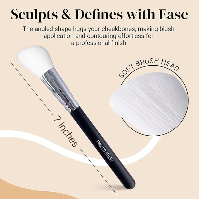 KESHIMA Angled Blush Brush & Bronzer – Premium Contour Brush for Blush, Bronzer & Powder Makeup Application - Vegan, Cruelty-Free