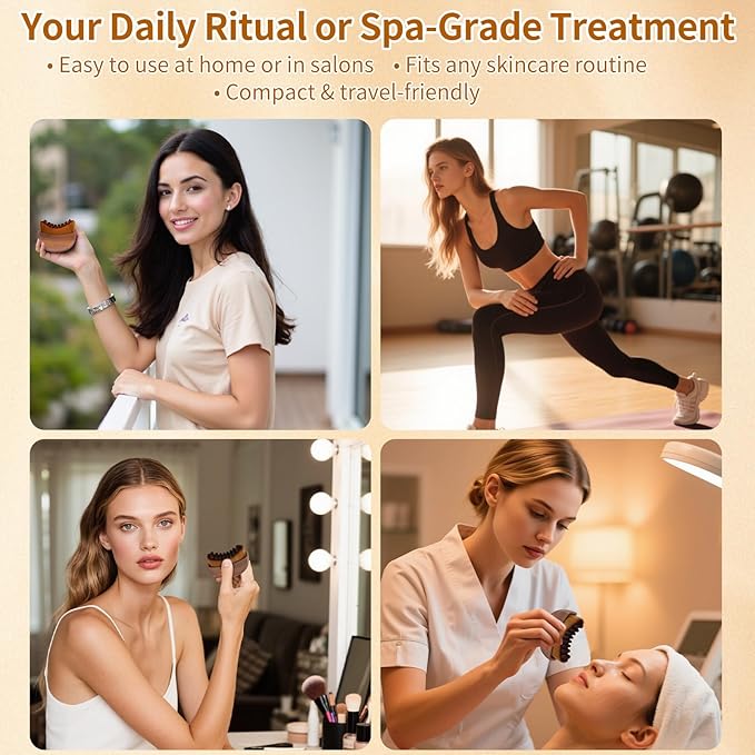 New Lymphatic Contour Face Brush, Wood Face Brush, Lymphatic Drainage device for Face and body, Chin & Jawline Sculpting, Ergonomically Designed to Fit The Skin Precisely and Relieve Fatigue