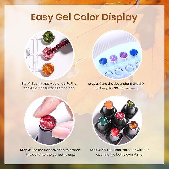 Beetles Cat Eye Gel Nail Polish Set, 6 Colors Red Burgundy Gel Olive Green Cat Eye and Pearl Nail Polish with Magnet Soak Off LED Nail Art Kit DIY Salon at Home Winter Gifts for Women
