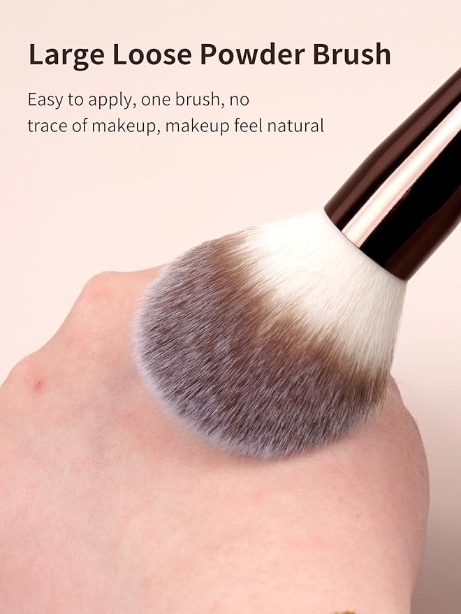 MAANGE 4 PCS Foundation Makeup Brush Set Double-ended Kabuki Contour Brush for Liquid Powder Concealer Cream Cosmetics Blending Blush Face Makeup Tools Kit (Coffee)