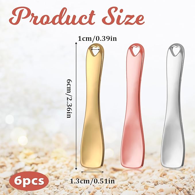 6 PCS Mini Metal Makeup Spatula, Reusable Skin Care Cosmetic Spatula Facial Applicator Tool Beauty Spatula Cosmetic Spatula for Face Mask Cream Lotions Moisturizers(Silver Gold Rose Gold)