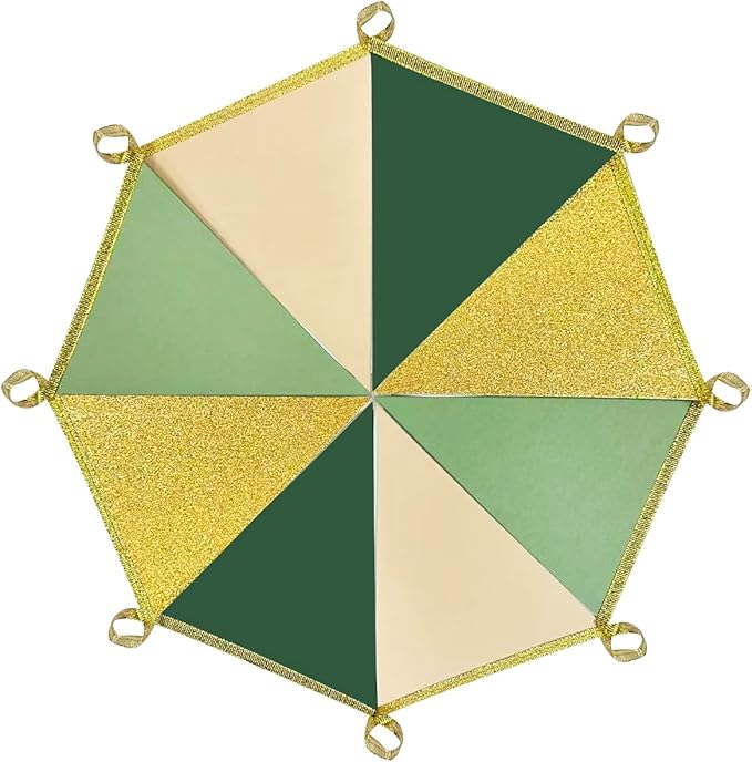 Sage Green Gold Party Decorations Pennant Banner Flag Oilve Green Cream Beige Gold Hanging Glitter Paper Triangle Bunting for Neutral Baby Shower Birthday Wedding Woodland Jungle Safari Party Supplies