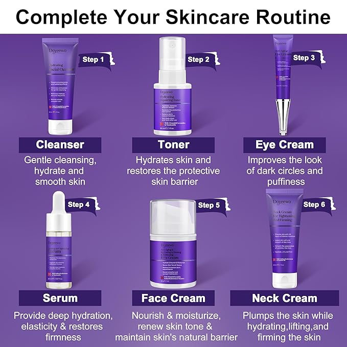 Skin Care Set,Professional Womens Teens Tighten Lift Firm Skincare,Hydrate Anti-Aging Facial Skin Care Routine Kit Travel Gift Set,Birthday Christmas Secret Santa Gifts for Women Teenage Girl Wife Mom