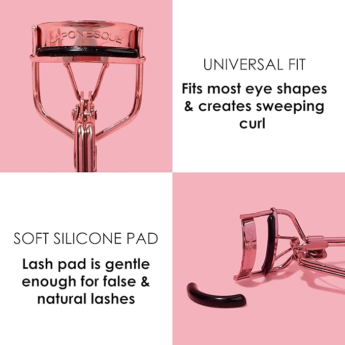 JAPONESQUE Comfort Grip Eyelash Curler for Natural & False Lashes, Universal Fit, Long-Lasting Curl