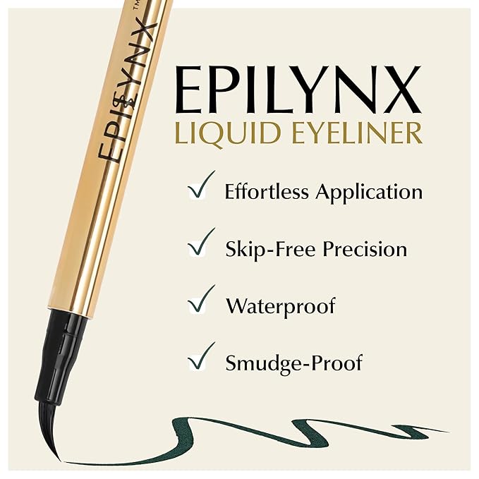 EPILYNX Waterproof Eyeliner - Smudge-Proof Liquid Eyeliner Pen with Precision Tip for Smooth, Long-Lasting Application - Vegan, Hypoallergenic & Gluten-Free Eye Liner - 2mL Green