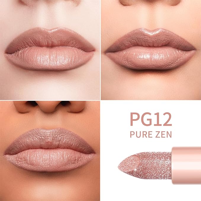 Oulac Infinity Moisture Shine Lipstick - High Shine Shimmery Finish, Super Creamy Texture, Medium to High Coverage - Gluten Free, PG12 Pure Zen