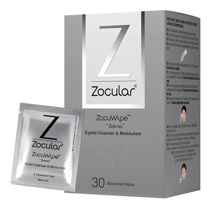 Zocular - Zocuwipe Eyelid Wipes with Natural Okra Complex - Eyelid Cleanser and Moisturizer Pads - Eyelid Cleansing Wipes - Blepharitis Treatment - 15ct