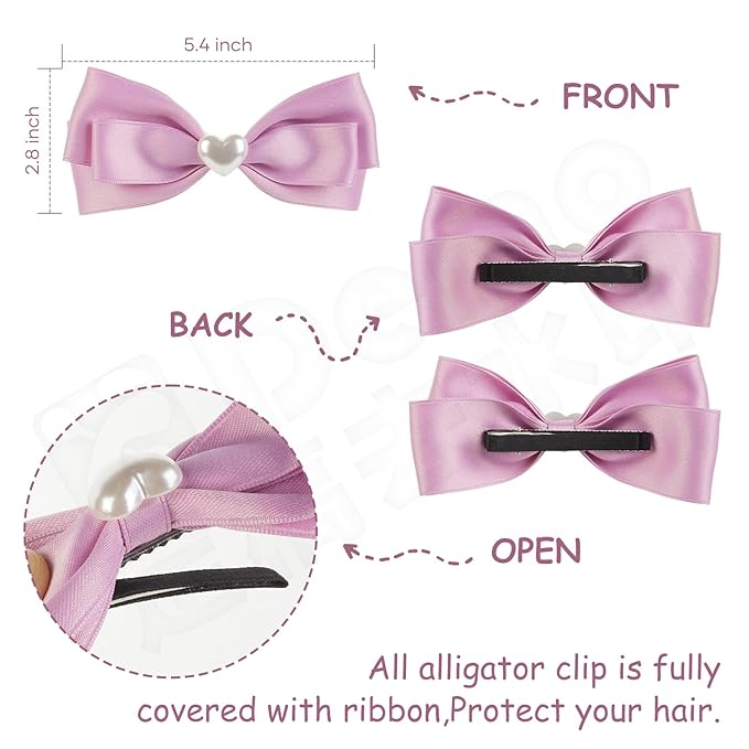 2pcs purple hair bows for girls, cute bow hair clips for women, purple bow with alligator clip, christmas and valentines hair bows, hair accessories for girls