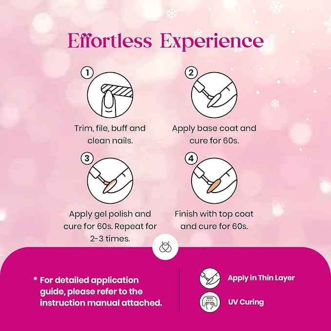 beetles Gel Polish Pink Angel - Christmas Gel Nail Polish Set Pink Rose Nude Glitter Sparkle Light 6 Colors Kit Soak off Uv Led Nail Art DIY Salon Home Gift for Women Girls