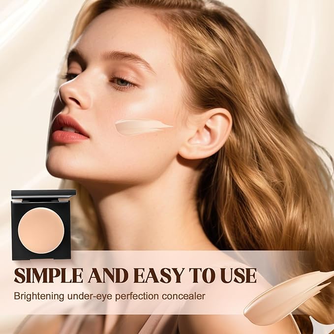 Colored CC Undereye Corrector, Eye Concealer Undereye Color Corrector for Dark Circles, Clay Neutralizing Makeup Under Eye Hydrating Concealer with Brush (Light-Medium & 3 Brushes, Small)