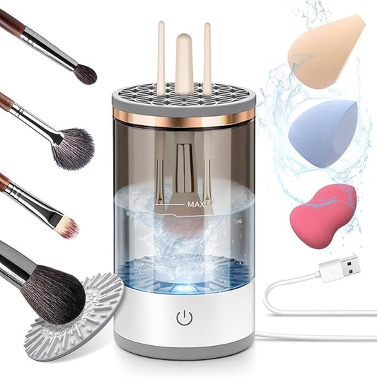 GKZ Electric Brush Cleaner Machine, High Speed Fast Cleaning Plug-in Power Brush Cleaner Ideal for Makeup Brushes & Sponges – Perfect for Home & Professional Use - Purple