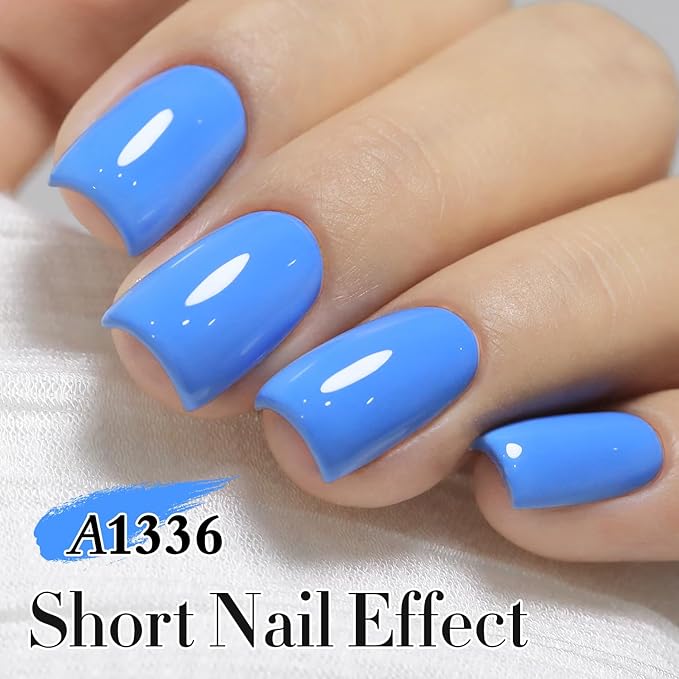 Double Rhythm 15ML Gel Nail Polish Pure Sheer Same Color Same Bottle Soak Off Gel Polish Art Manicure Salon DIY at Home for Women (Blue-A1336)