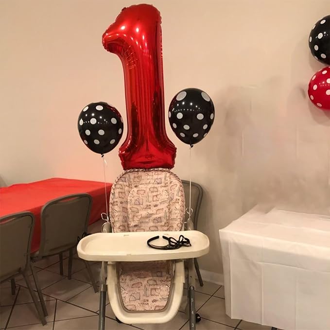 Red Number Balloons, 40 inch Large Number 3 Foil Mylar Helium Balloons for Girls Women, Self Inflating Number Balloons 0-9 for Men Boys 13th 30th Birthday Anniversary Party Celebration Decoration