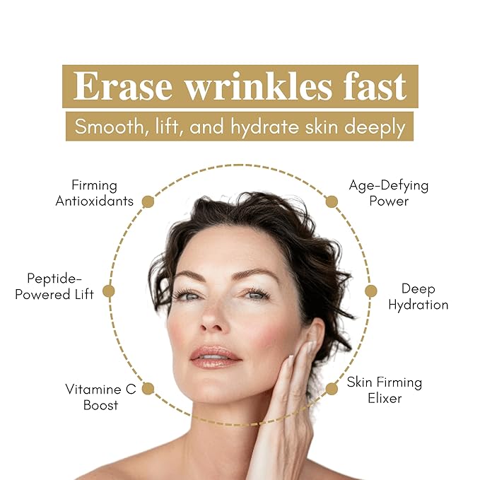 Peptides Face Serum with Vitamin C and Hyaluronic Acid, 0.5 oz – Hydrating & Moisturizing Serum for Anti-Aging, Wrinkles, and Collagen Support