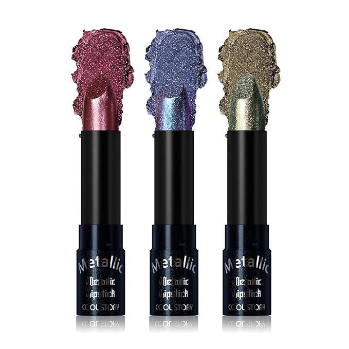 Metallic Glitter Lipstick Set Shimmering Colors (Set-E)