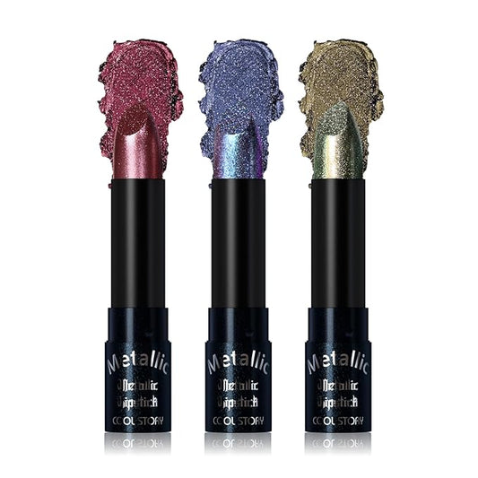 Metallic Glitter Lipstick Set Shimmering Colors (Set-E)