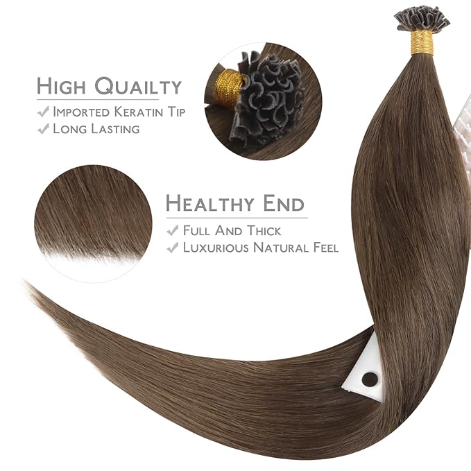 WENNALIFE U Tip Human Hair Extensions - 50g 50s 22 Inch Light Ash Brown Remy Invisible Straight Keratin K Tip Real Human Hair