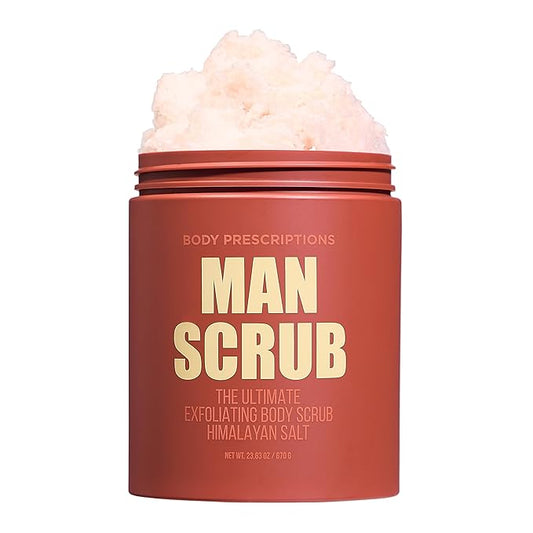Body Prescriptions Men’s Exfoliating Body Scrub – Ultimate Skin Cleansing Wash in Jar with Twist-Top Lid, For All Skin Types, 21 Ounce (Pack of 1), Himalayan Salt