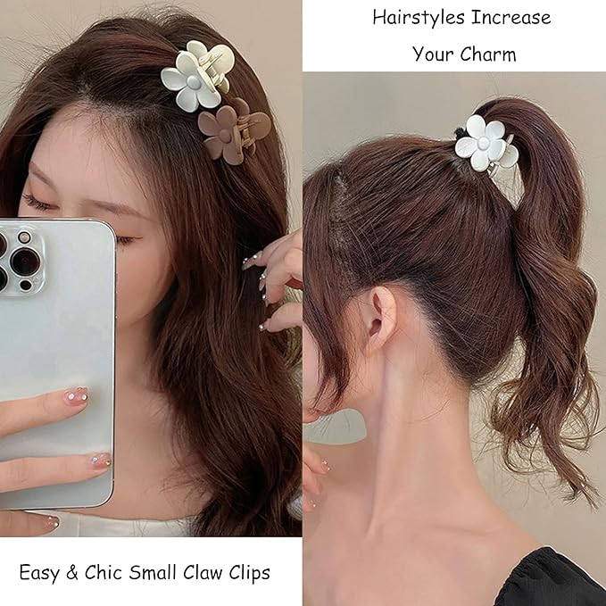 15 PCS Small Flower Hair Claw Clips 1.49 Inch Jaw Clips for Women Girls Nonslip Strong Hold Hair Accessories