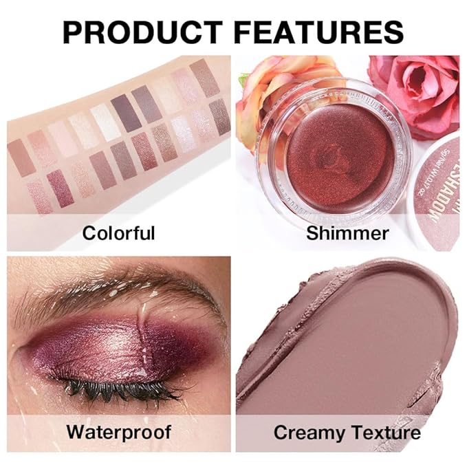 Kaely Single Cream Eyeshadow Pot, Putty Matte Eye Shadow for Older Women High Pigmented Waterproof, Natural Eyeshadow Palette Makeup Brightener, sombras en crema para ojos, Blendable, 23