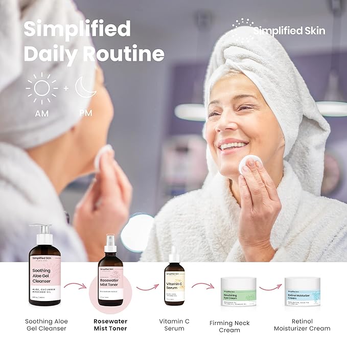 Rose Water Spray for Face & Hair – Pure USDA Organic Rosewater Toner – Refreshing Mist for Skin Care, Makeup & Locs – Natural Rose Scent, 4 Oz (2 Pack)