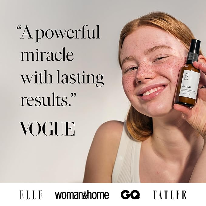 47 Skin | Hydrating Face Serum with Silver Chitoderm for ALL Skin Types | Clears Acne, Prevents & Heals Breakouts & Blemishes, Repairs Scars | Moisturises and Nourishes For Smooth Skin | 30ml