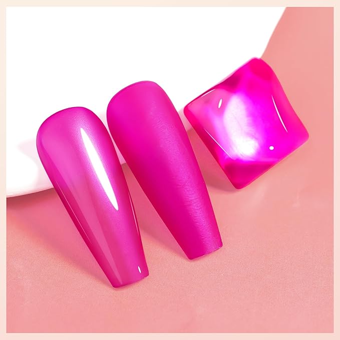 Nail Polish Quick Dry, Rose Hot Pink Nail Lacquer Nail Art Polish Non-Gel Air Fast Drying, Shimmer Pink Nail Pigment High Coverage Fingernail Concealer Polish, 1PC 12ML Long Wear
