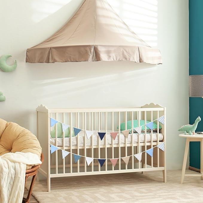 VitalCozy 17 ft Pennant Banner Flags, 2 Pcs Nursery Garland Triangle Bunting Flag Double Side Baby Banner for Boho Decor Baby Shower Birthday Wedding Party Event, Each 8.5 ft(Elegant Colors)