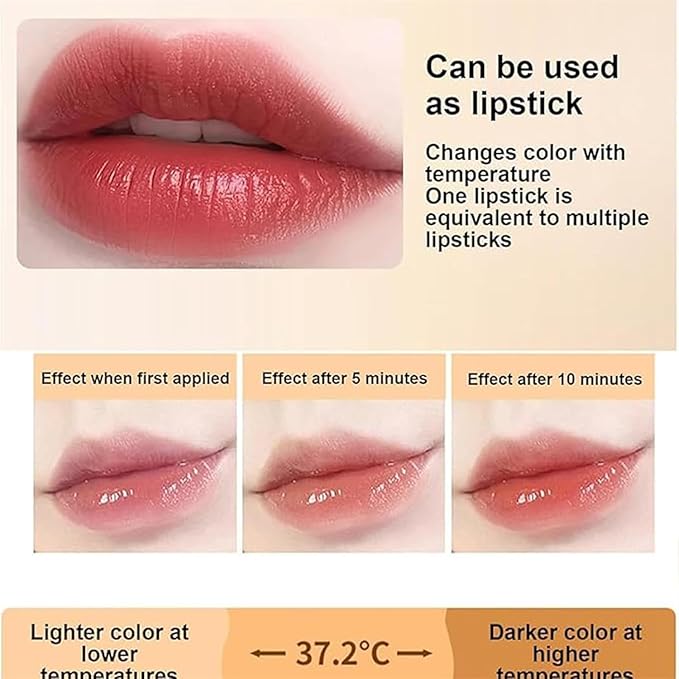 Transferproof Color Changing Lipstick,Transparente Transferproof Gold Crystal Color Changing Lip Stick,Labial Cambia De Color De, Long Lasting 24 Hours Moisturizing Glossy Shine Lip Gloss (1PC)