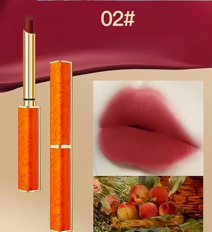 2026 new Velvet Mist Play Lip Makeup, Luxury Gold Orange Lipstick, Velvet Matte Finish, 4 Trendy Colors Available, Lightweight Long-Lasting Formula (02# Almond)