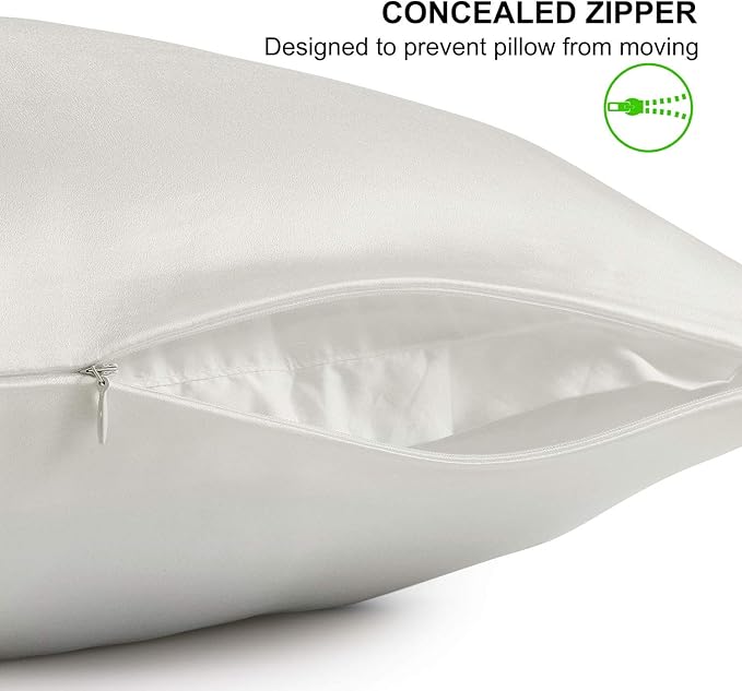 ALASKA BEAR Silk Pillowcase 20 by 54 for Couple Hair and Skin Organic 100% Mulberry Silk Pillow Slip for Bliss Sleep, Body Size(1pc, Ivory White)
