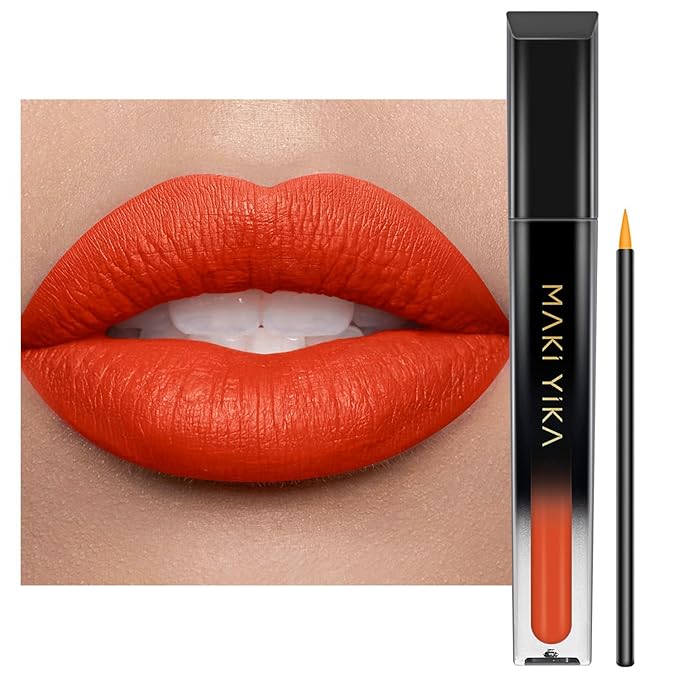MAKI YIKA Orange Lipstick for Women Color Stay Long Lasting Lipsticks, No Smudge Matte Liquid Lipstick Transferproof Cruelty-Free Lip Color, Orange