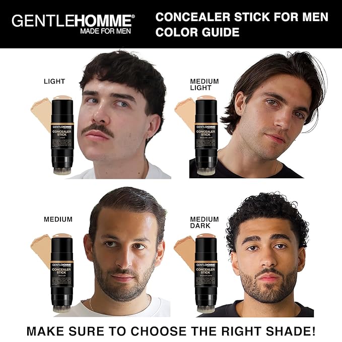 Gentlehomme - Concealer Stick - Men’s 2-in-1 Concealer & Brush - For Blemishes, Dark Circles, Scars, Acne & Uneven Skin Tones - Natural Finish - All Skin Types - Vegan - Rich - 1 Stick