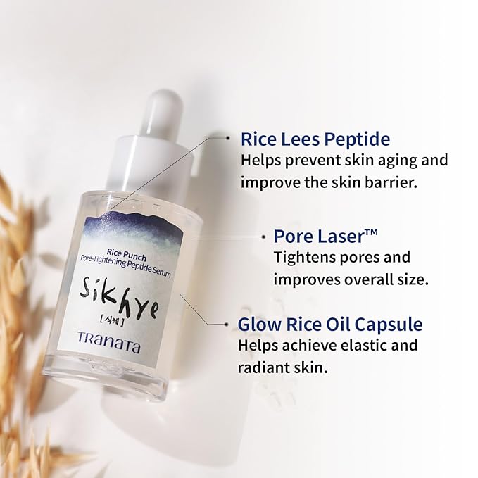 [TRANATA] Rice Punch Peptide Capsule Serum Pore tightening – Korean rice skincare with 80% Rice peptide for Glass Skin Glow Pore tightening Hydration peptide Rice& Lactobacillus for Face